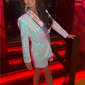 Iridescent Sequin Blazer and Shorts Set